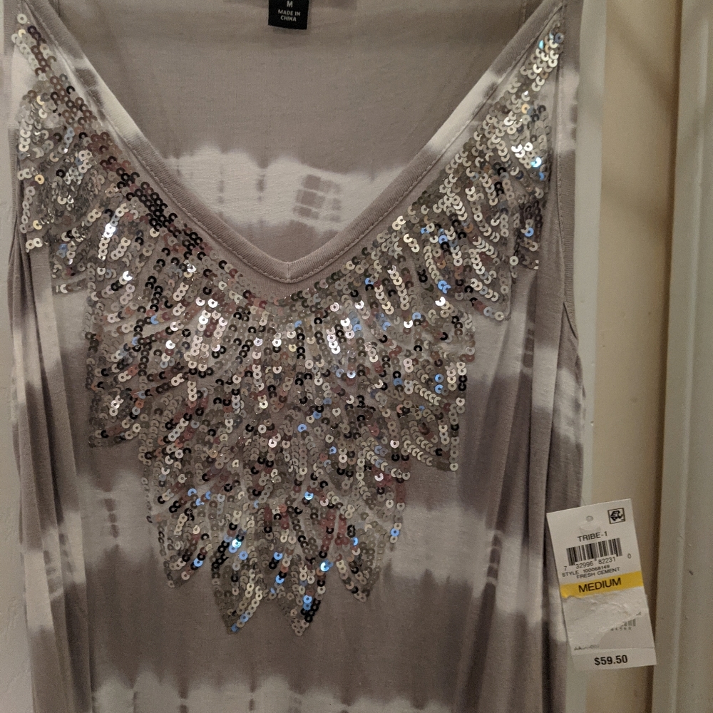 Woman's INC Medium tank with silver sequence . $12